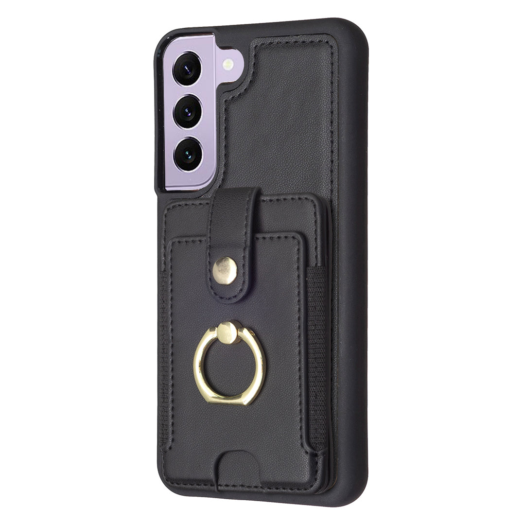 BF27 For Samsung Galaxy S21 FE 5G Ring Kickstand Case PU Leather TPU Back Cover with Card Holder BF27 For Samsung Galaxy S21 FE 5G Ring Kickstand Case PU Leather TPU Back Cover with Card Holder